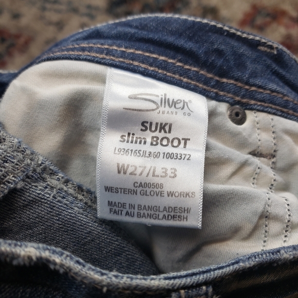 Silver Jeans Suki Slim Boot Bootcut Flare Mid Rise Western Stretchy Dark Short - Picture 7 of 13